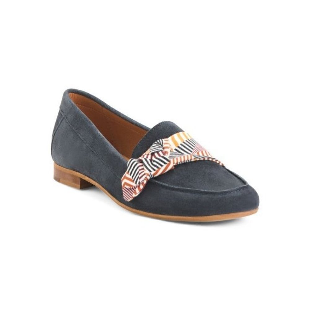 Preppy Nautical Academia Suede Moccasins Comfy Shoes Navy | Size EU 38 or US 8